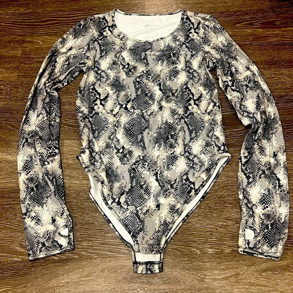 Snakeskin print bodysuit